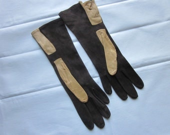 Vintage Gloves~Soft Brown Tan Leather Soft Suede~Alexette BACMO New York~Size 6~Appear Unused~Retro Stylish Gloves~1940's~Driving