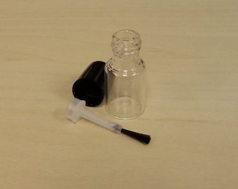 6pk - 3ml Mini Bottles - Nail Polish, Glue or Bead Storage - Clean, Empty & New - Glass Bottles with Plastic Tops - Brush Included