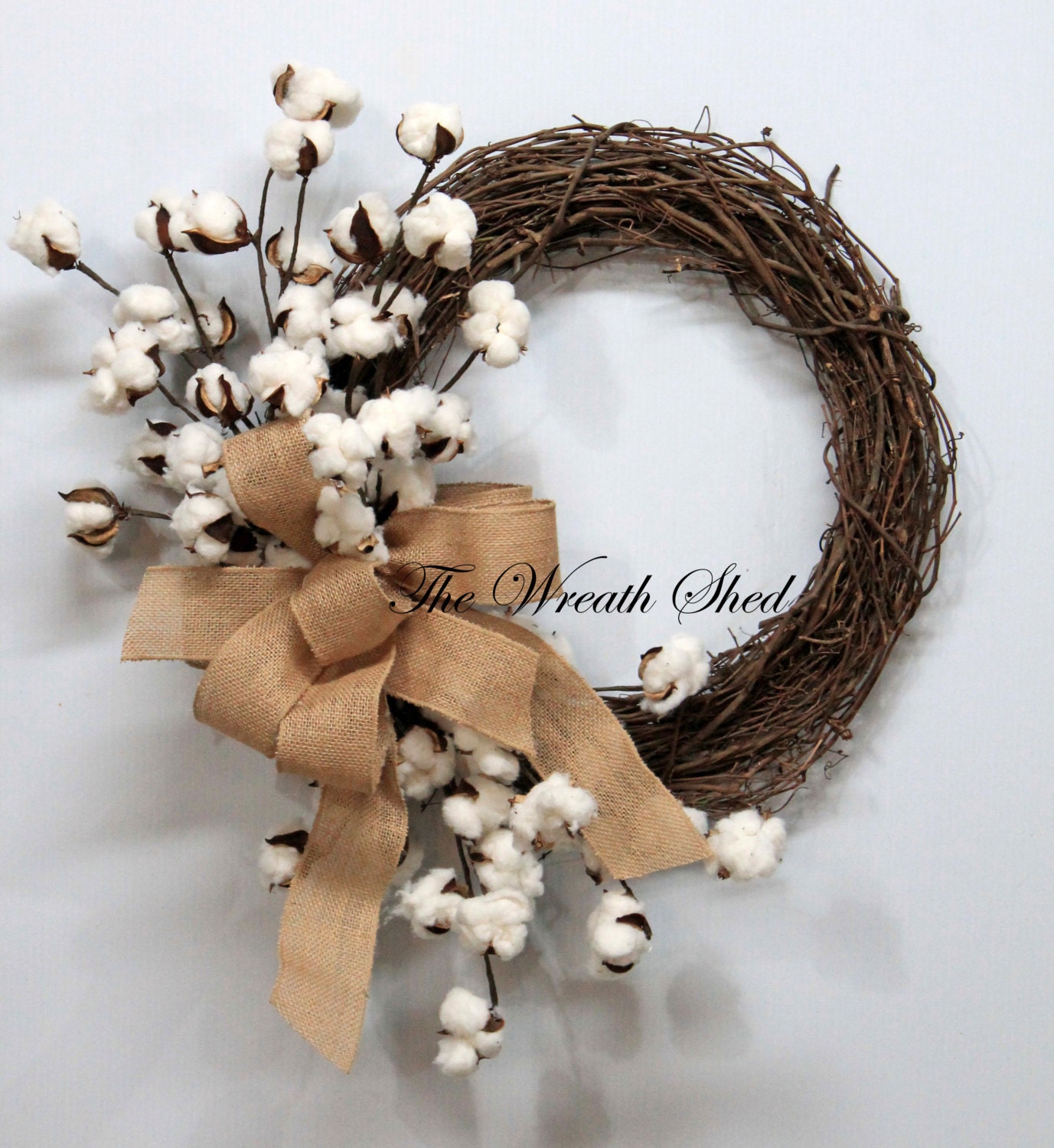 Natural Cotton Wreath Cotton Boll Wreath Natural Cotton