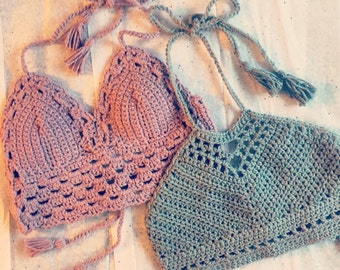 Crochet festival top, crochet crop top, crochet bikini top, boho top, festival style