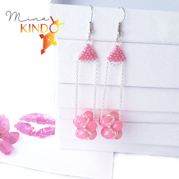 African earrings elegance pink, African jewelry, beaded earrings, simple earrings, handmade jewelry, modern earrings, tribal jewelry