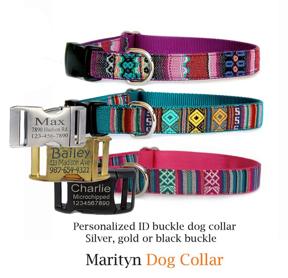 Personalized dog collar Engraved ID tag buckle pet collar