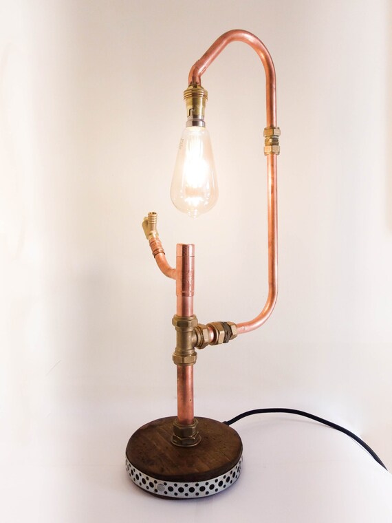 Items similar to Copper Pipe Table Lamp, Copper Table Light, Industrial ...