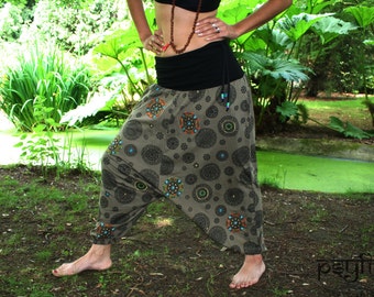 MANDALA Harem Pants - Unisex Ali Baba Trousers, Hippie Yoga Pants, Fisherman Pants, Boho Baggy Trousers, Psytrance Pants, Aladdin Trousers