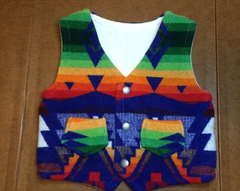 Hand crafted 4T vest made with Sapphire Diamond Pendleton wool!