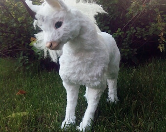Fully Poseable OOAK Handmade Toy Baby Unicorn Kirin, Animal Art Doll