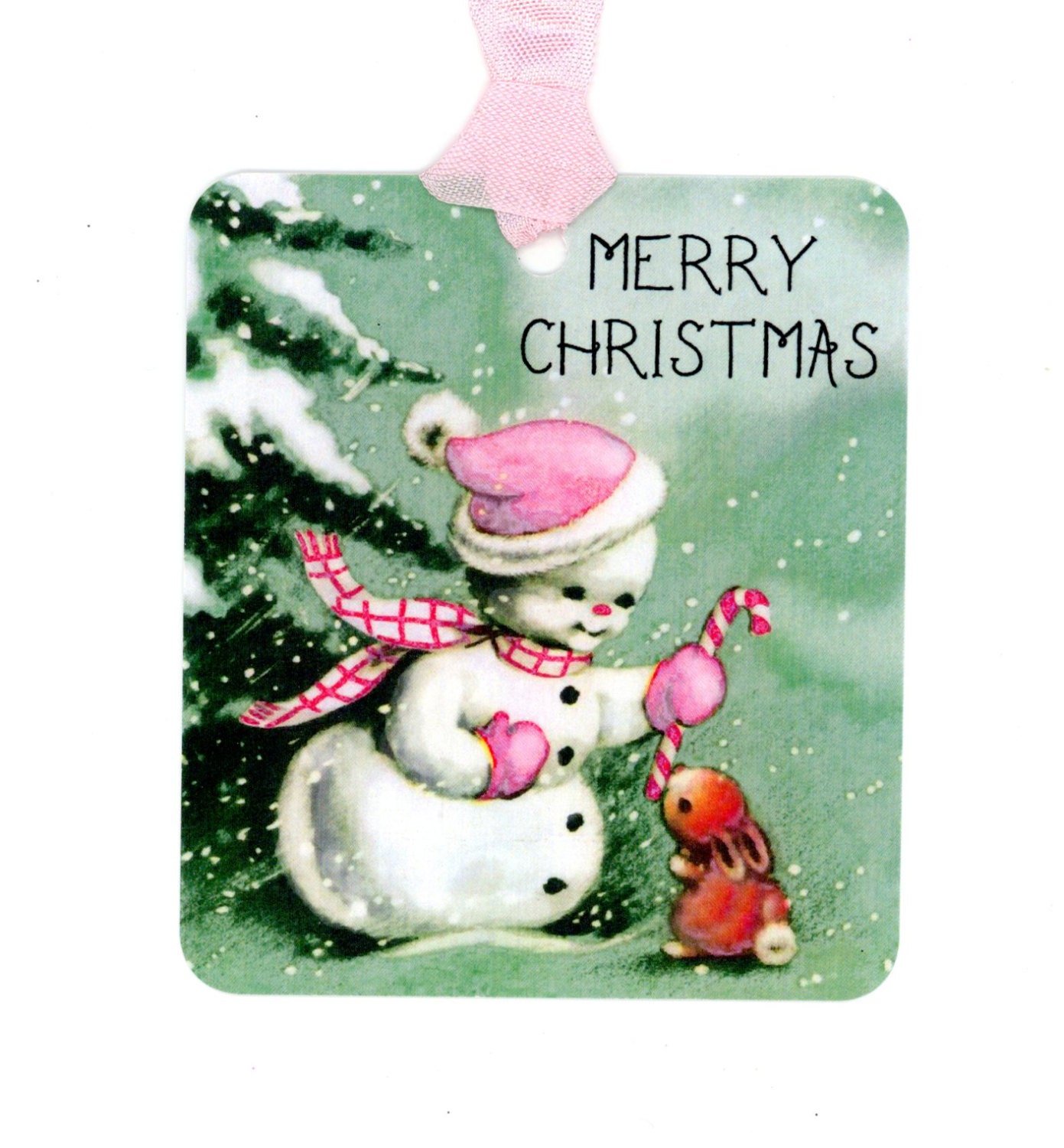 Christmas Gift Tags Retro Snowman Vintage Snowman Merry