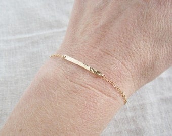 Hammered bar bracelet, Thin gold bracelet, stacking bracelet, 14K gold filled, dainty layering bracelet, delicate, simple bracelet, everyday