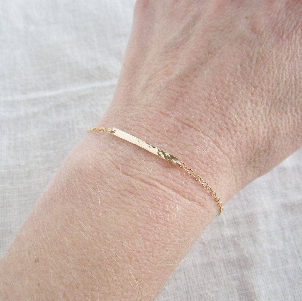 Hammered bar bracelet Thin gold bracelet stacking bracelet