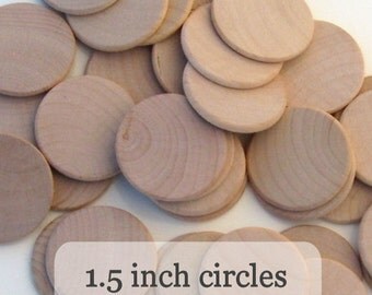 Unfinished Wooden Circles 1 1/2inch x 1/8inch, Pack of 50