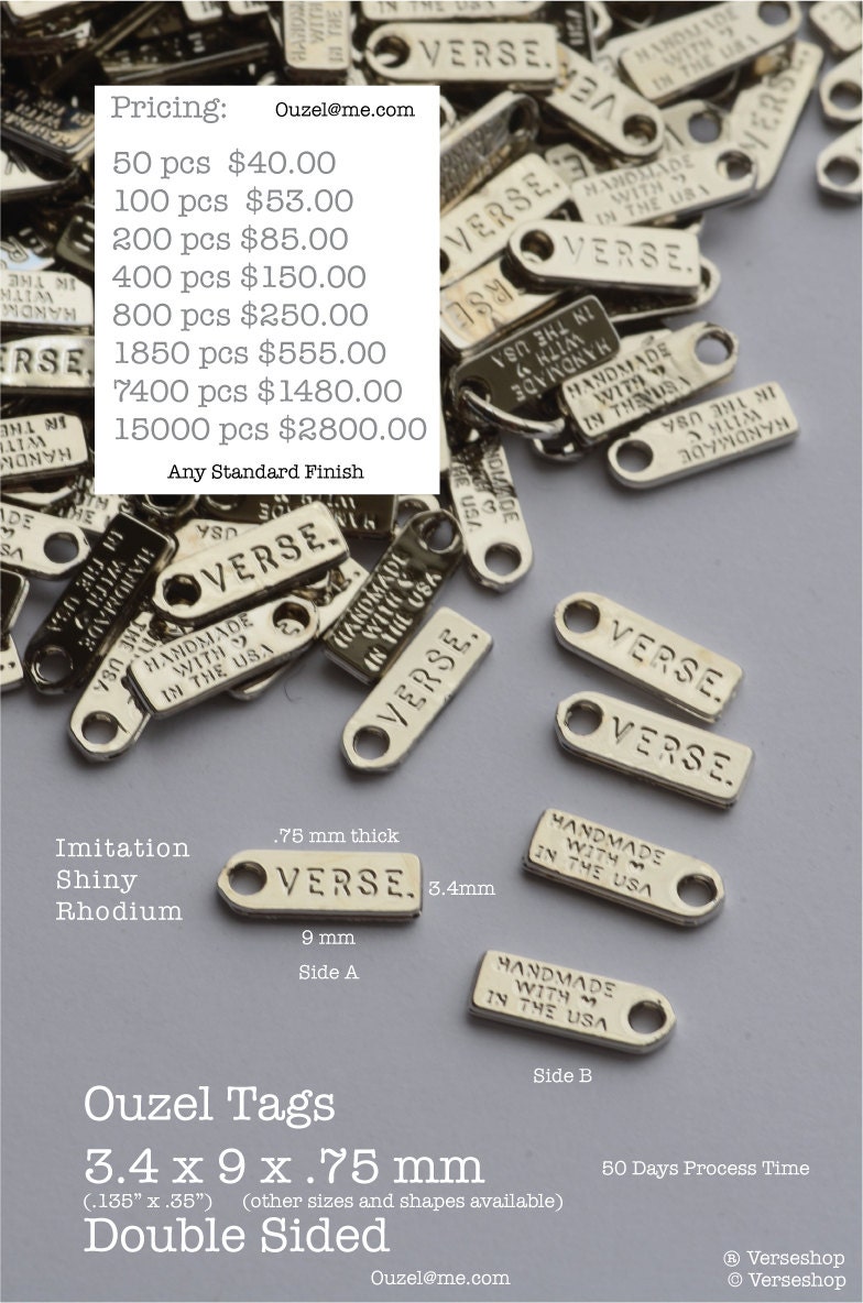 Engraved Metal Tags. Custom Designed. Small Jewelry and by ouzel