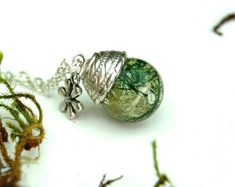 SALE Forest jewellery. Moss Lichen Resin necklace, Moss jewellery. Gift for her. Nature jewellery. Botanical necklace, By OCEAN PETALS