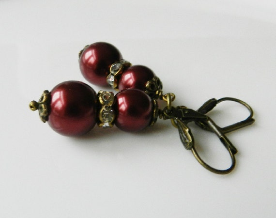 burgundy wedding earrings