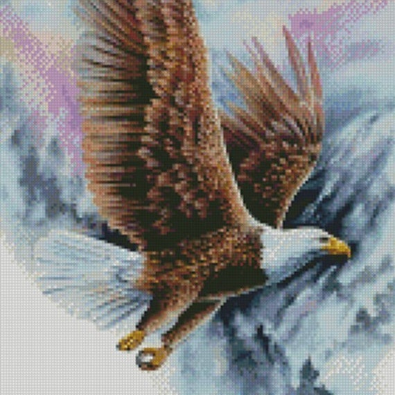 Items similar to Large Soaring Bald Eagle Cross Stitch ...