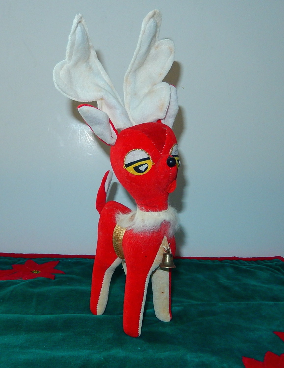red velveteen reindeer mid century christmas plush velvet red velveteen reindeer mid century christmas plush velvet