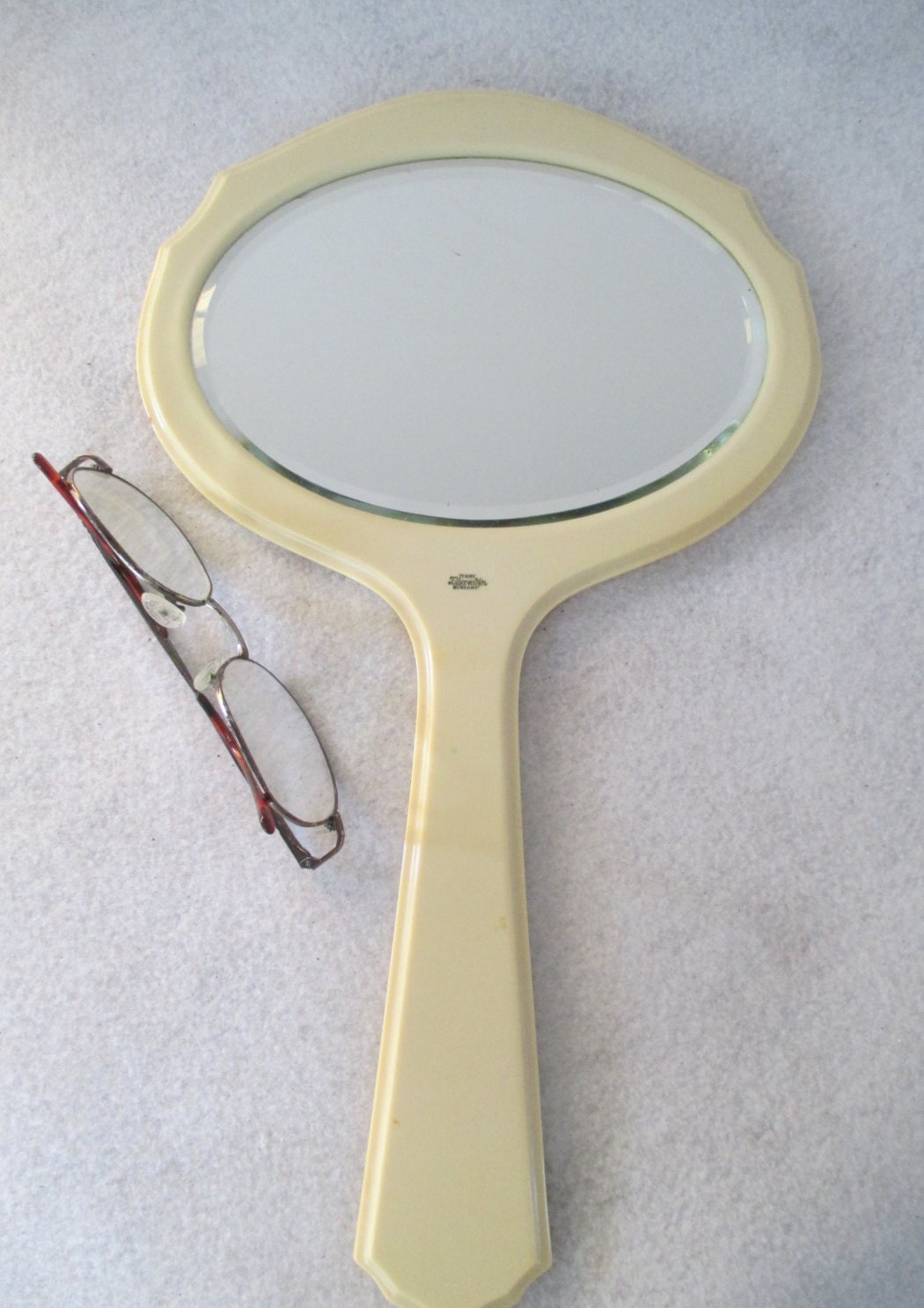 Mirror Vintage Celluloid Hand Held Vanity Ivory by HobbitHouse