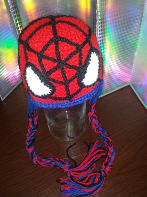 Crochet Spider Man Inspired Hat Ear Flap Hat/beanie Kids