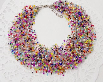 Girlfriend|gift|for|best|friend Beaded jewelry Statement necklace rainbow jewelry bib necklace spring jewelry summer jewelry funny jewelry