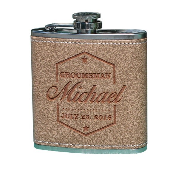 Personalized Leather Flask Groomsmen Gift Custom Flask