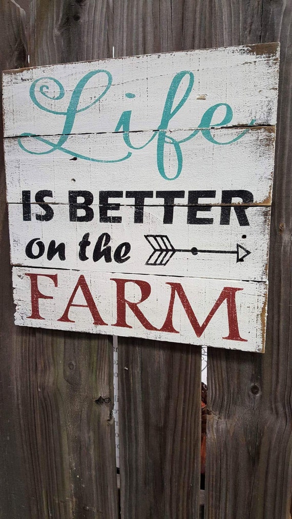 Wood sign Farm sign Hand painted rustic reclaimed wood