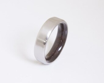 Mens Wood Wedding Band // Titanium Wood Ring // Alternative Wedding Band // Men's wood ring