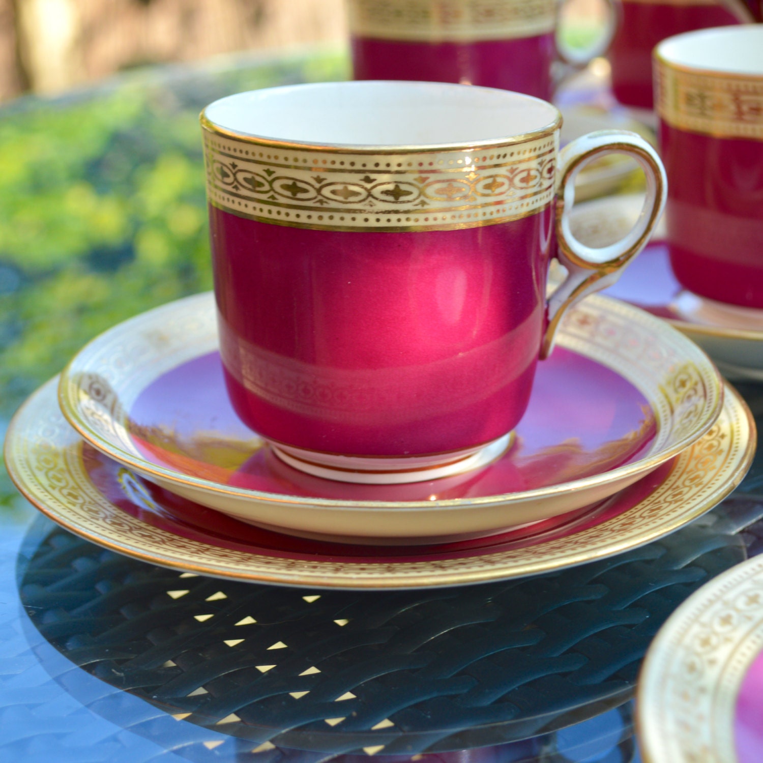 Victorian Tea Trio Cup Saucer and Side Plate off White Bone