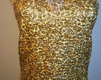 FREE SHIPPING 1950 Sequin Bead Blouse