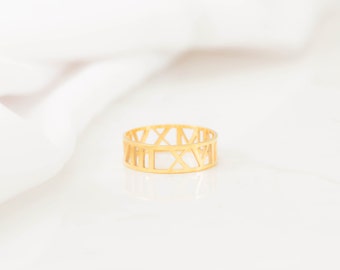 40% OFF- Roman Numerals Ring- Custom Numerals Ring- Personalized Wedding Date Ring- Coordinates Ring- Bridal Jewelry- Christmast Gift