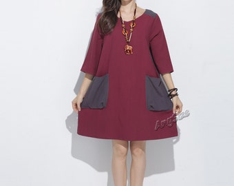 Anysize special hem design linen dress plus size dress by AnySize