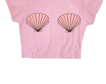 Seashells Mermaid Crop Top Pink Blue S M L XL 2XL Tumblr Instagram Blogger