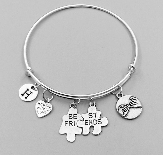 Best friend bangle friendship charm bracelet bff gift