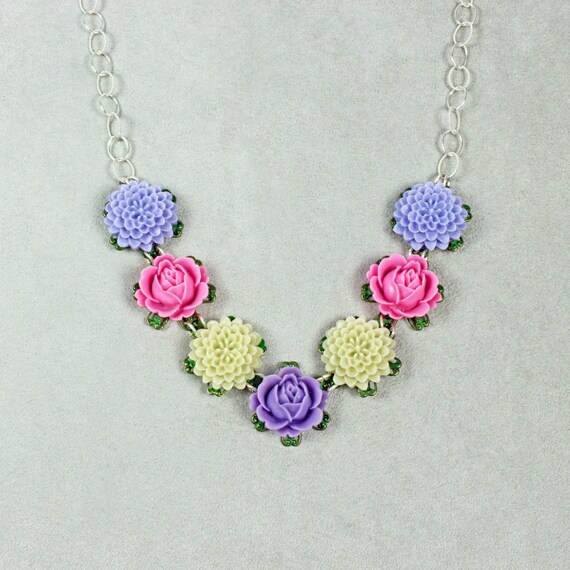 Flower Garden Necklace Flower Necklace Pastel by kimsbling