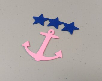 Nautical Anchor and Star Die Cuts, 48pcs Anchor and Star Cutouts