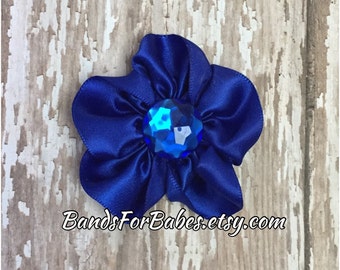 CLEARANCE Royal Blue Satin Flower Hair Clip, Alligator Clip, Blue Flower Barrette, Girls Blue Hair Bow, Headband Clip, Flower Girl Accessory