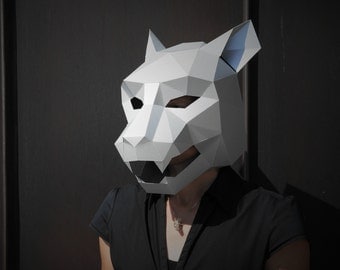 Jaguar Mask - build your own from card using our polygon mask template