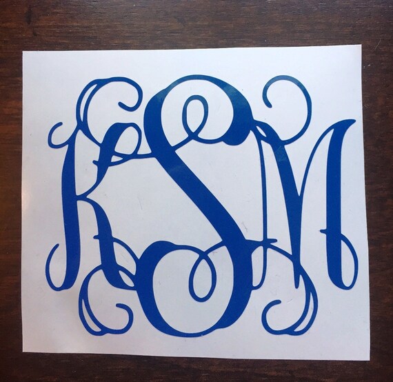 VINES MONOGRAM DECAL Solid color vinyl. Looks by GracieMaeGifts