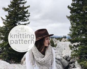 Knitting Pattern / Chunky Triangle Bandana Scarf / THE TRAVELING SCARF
