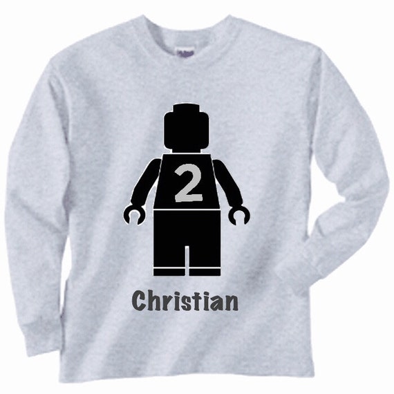 Personalized Vinyl Lego Shirt Long Sleeved by Handsandfeetclothing