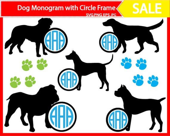 Download Items similar to Dog Circle Monogram Cutting Files SVG PNG ...