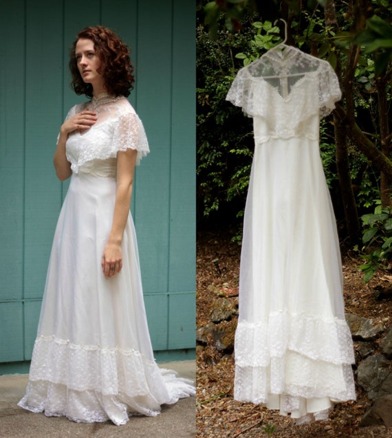 1970's style vintage wedding dress 1980's does