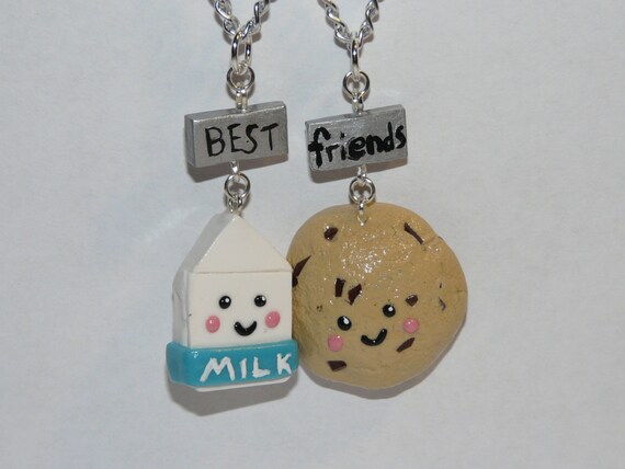 Milk And Cookie Best Friends Necklaces Polymer Clay Food 8586