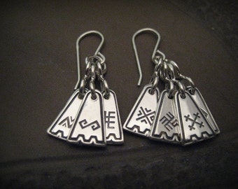 Silver Earrings with Latvian symbols