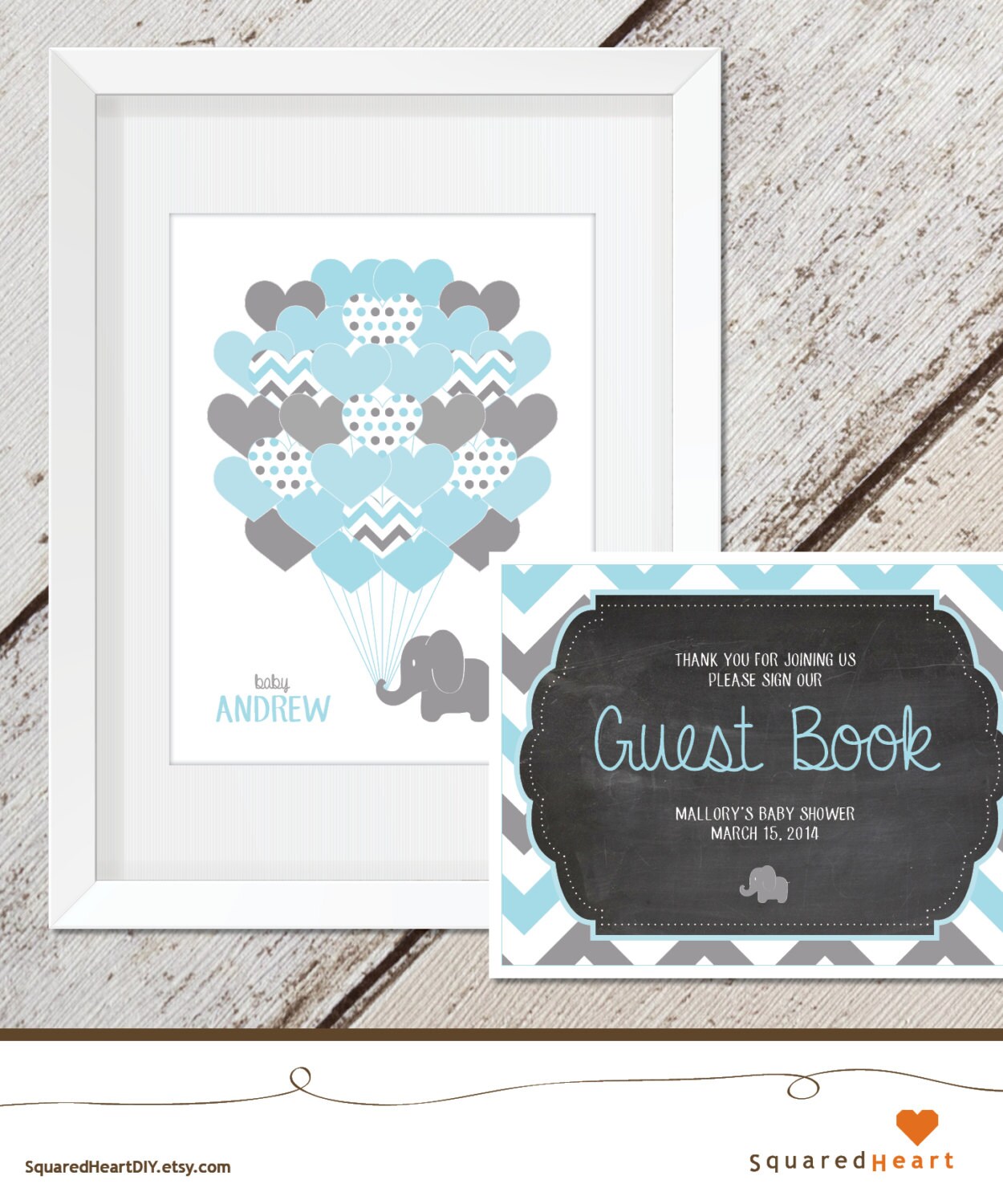 Elephant Baby Shower Guest Book Elephant Guest by SquaredHeartDIY