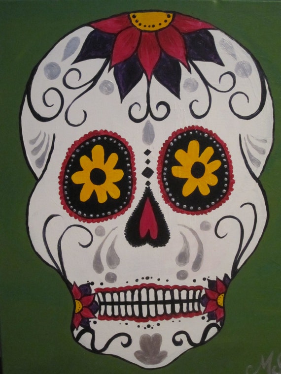 Items similar to Sugar Skull Painting - Acrylic Painting - Day of the ...