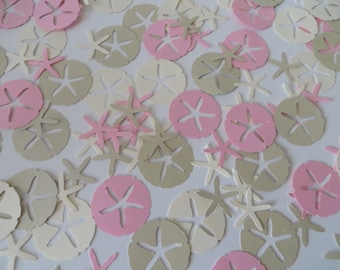 Sand Dollar and Starfish Confetti - Set of 240 - Handmade - Sea Shells, Party Decor, Wedding, Shower, Beach Party
