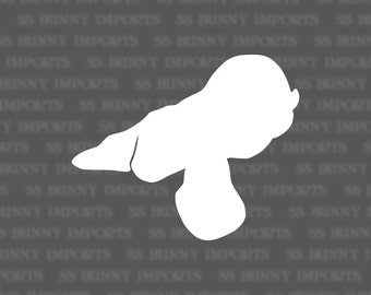 English lop bunny silhouette sticker, rabbit vinyl decal, bunny art decal, glossy white