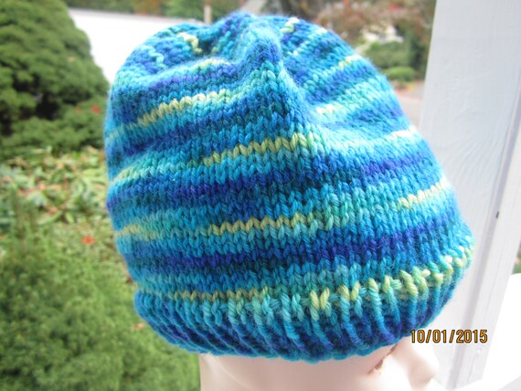 size Beanie ribbed and 2 blue of hat   years years Handknit hat 2  edge Shades beanie Unisex