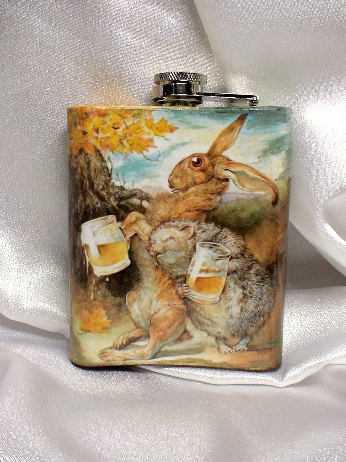 flask canteen decoupage stainless steel handmade