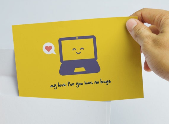 Geek Valentine Card - Geek Love Card - Programmer Love Card - Computer Love Card - Nerd Valentine - Geek Valentine