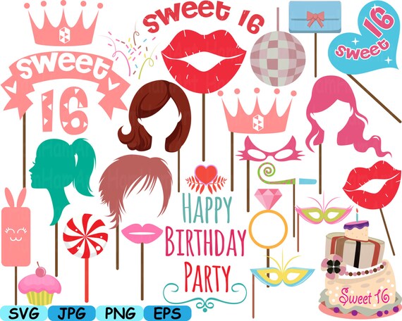 Download Sweet 16 Props Photo Booth 16th Birthday Party Clipart Sweet